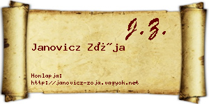 Janovicz Zója névjegykártya